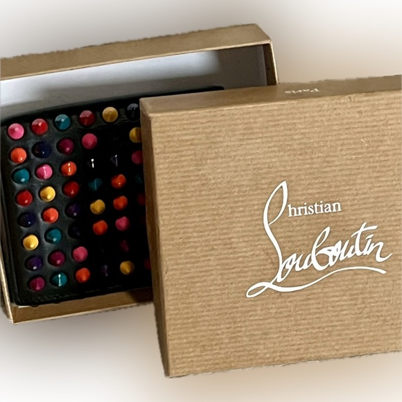 Christian Louboutin Multicolor Studded
Patent Leather Bifold card case holder - Picture 1 of 15